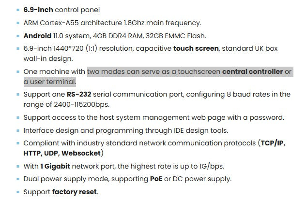 NEW Product!  LWRA 21:9 Control TP 6.9Inch Android 11 JAVA SCRIPT - AH SKU 610014