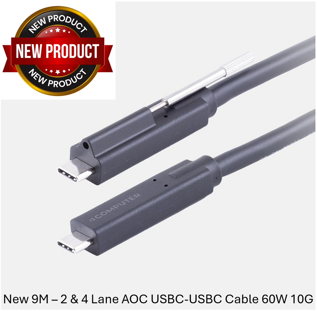 60W CAB-USBC-AOC900B - 9M Dual 2/4 Lane AOC 60W USB3.2 USBC-M LWR Certified CBL SKU 13740047