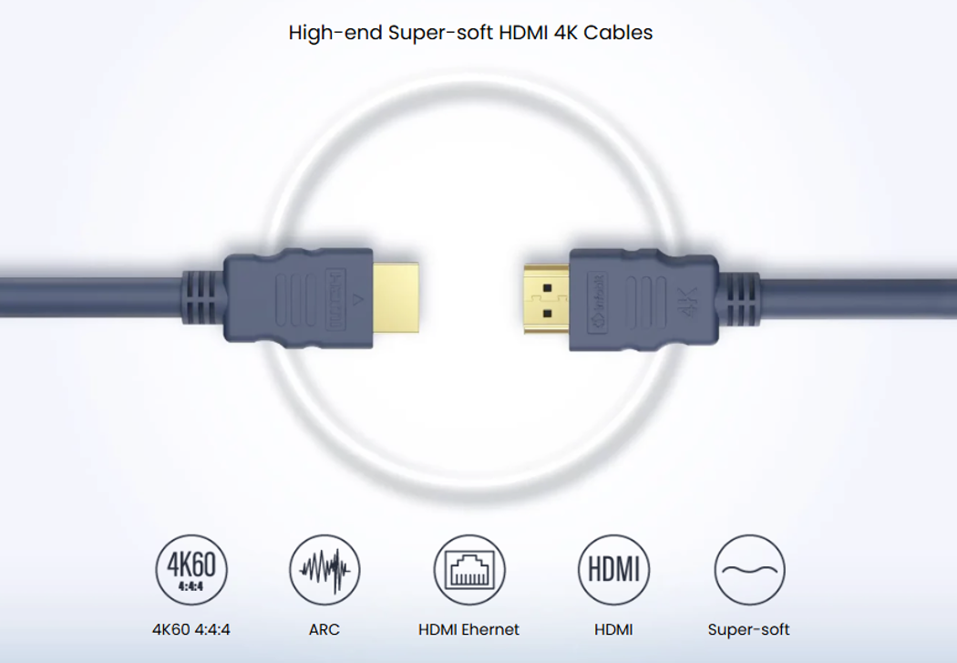 AH-HDMI-SS-10 - 10M Blue 4K 444 Super Soft HDMI 2.0b Premium Cable - SKU 3726838