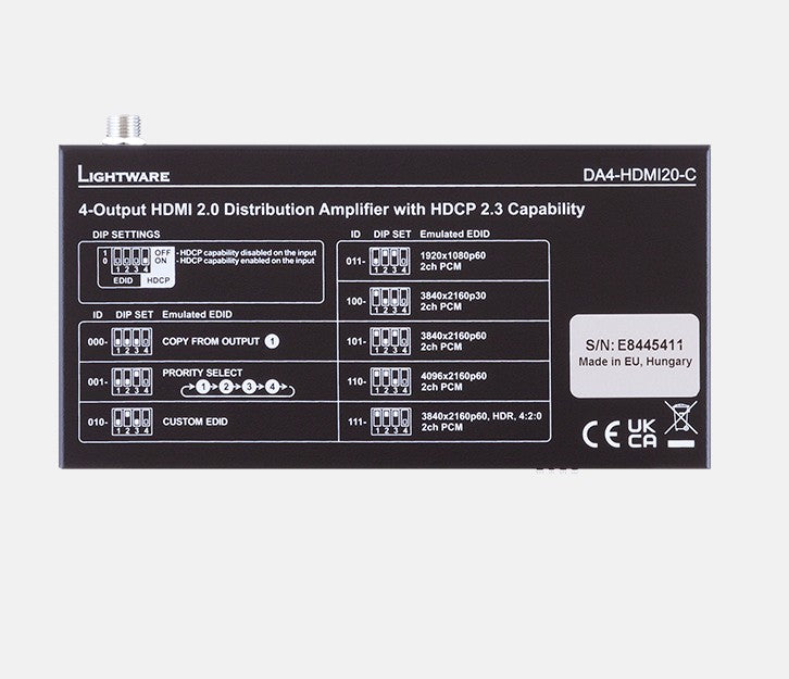 LWR DA4-HDMI20-C HDMI DA - one HDMI to four HDMI Inc EDID HDCP MGR SKU 91320011